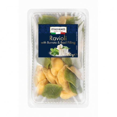 Italiamo / italiamo italian style Ravioli mix Vegyes friss tészta burrata  sajtos töltelékkel és bazsalikomos töltelékkel 250 g 0.25 kilogramm |  Cashmap.hu: akciók, árösszehasonlítás, bevásárlólista
